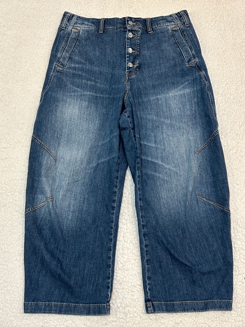 Anthropologie Pilcro Arin Mid Rise Button Front Barrel Jeans sz 32